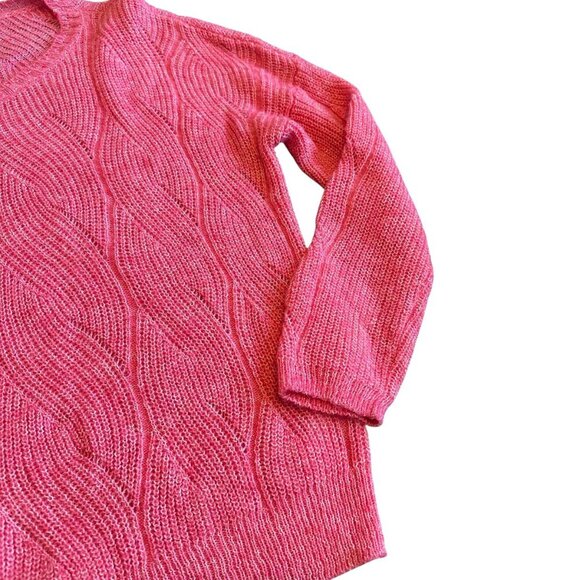 Anthropologie Keely Loose Weave Pullover Sweater Pink Stretch Wool Blend Medium - Picture 5 of 12